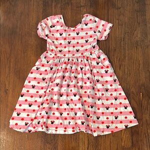 Hanna Andersson Pink Striped Kids Dress with Minnie Mouse Print
